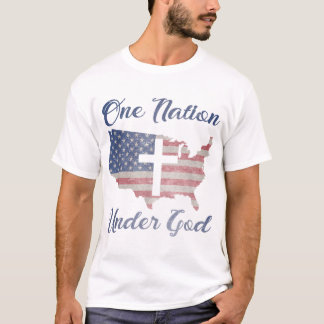 T-shirt UNE NATION SOUS LE Drapeau DIEU Croix-chrétienne