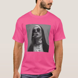 T-shirt Une nonne chaude fume la cigarette, Une nonne rebe