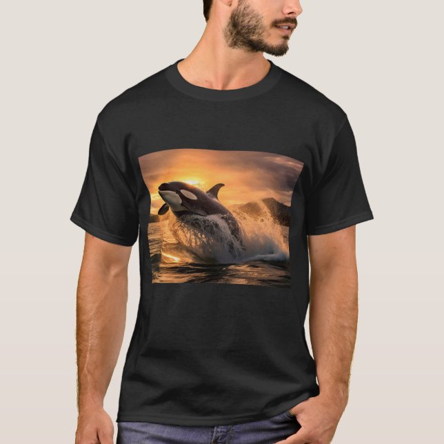T-shirt Une Orca qui saute de l'océan - L'IA générée (Devant)