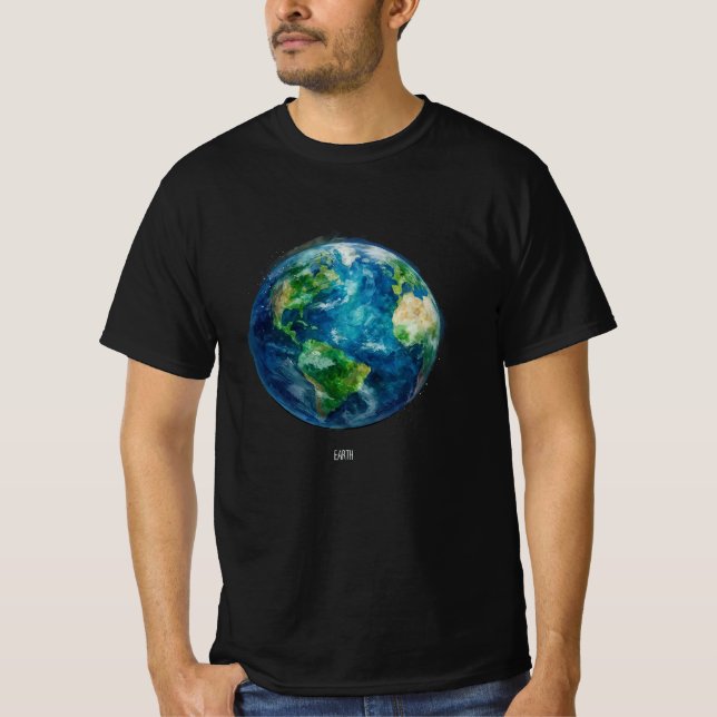 T-shirt Une peinture de la terre dans un espace (Devant)