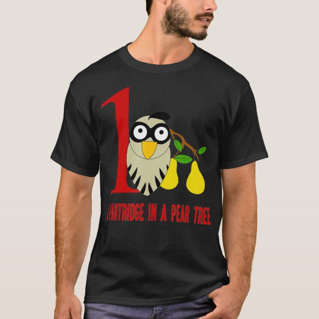 T-shirt Une perdrix dans un arbre à poires Chanson 12 jour (Devant)