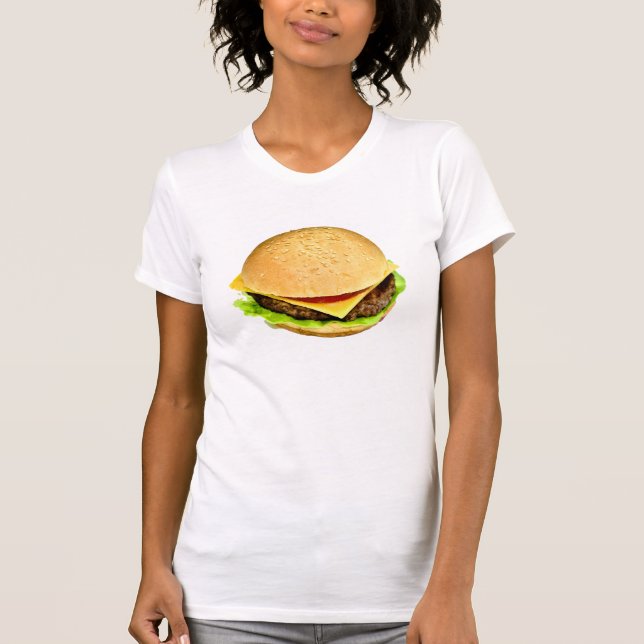 T-shirt Une photo de gros cheeseburger juteux (Devant)