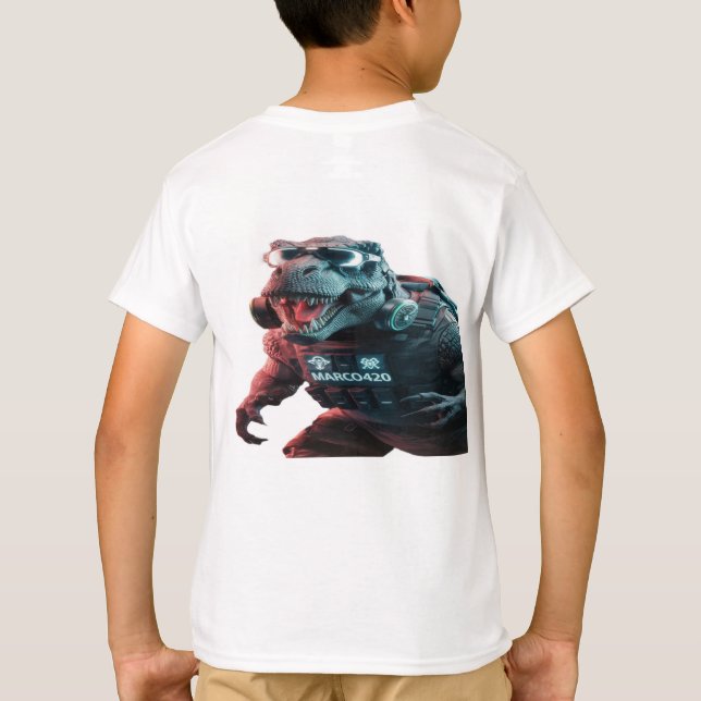 T-shirt Une photo saisissante d'un T-Rex menaçant, showcas (Dos)