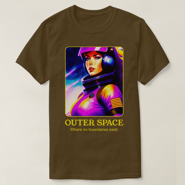 T-shirt une pilote spatiale féminine dans une galaxie loin (Design devant)
