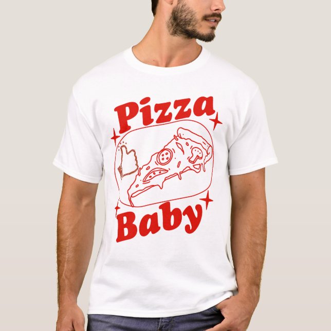 T-shirt Une pizza amusante avec des pouces (Devant)
