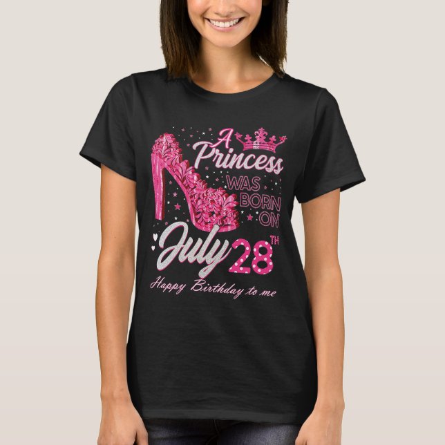 T-shirt Une princesse est née le Juillet 28 High Heels Jui (Devant)