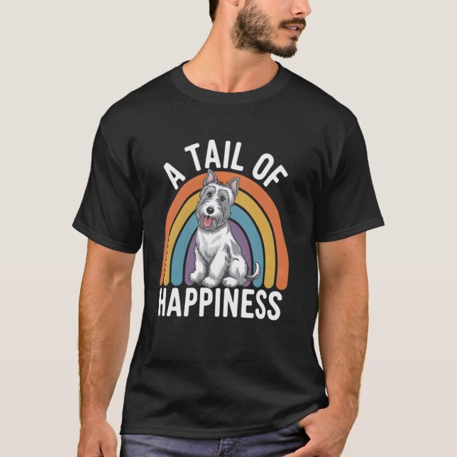 T-shirt Une queue de bonheur Scottish Terrier Chien Retro  (Devant)
