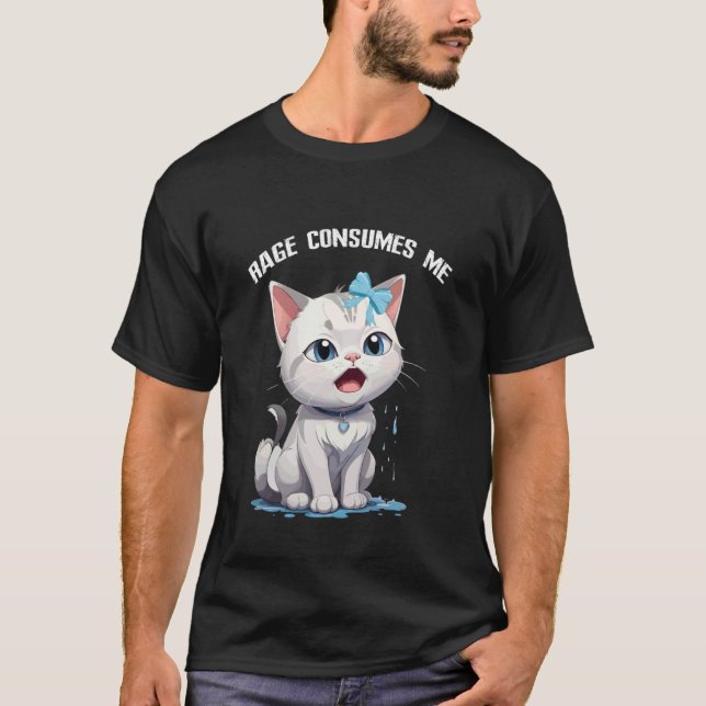 T-shirt Une rage de chat mignon me consume (Devant)