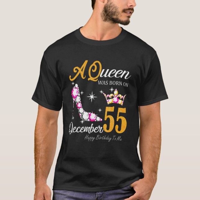 T-shirt Une Reine Est Née En Décembre 55 Joyeux Anniversai (Devant)