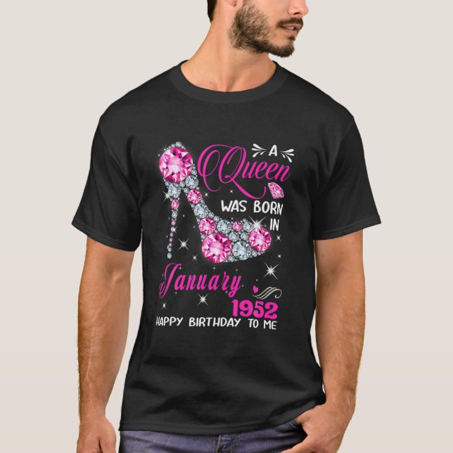 T-shirt Une Reine Est Née En Janvier 1952 High Heel 70Th B (Devant)
