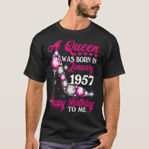 T-shirt Une Reine Est Née En Janvier 1957 Joyeux 66E Anniv