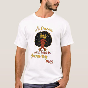T-shirt Une Reine Est Née En Janvier 1969 53E Anniversaire