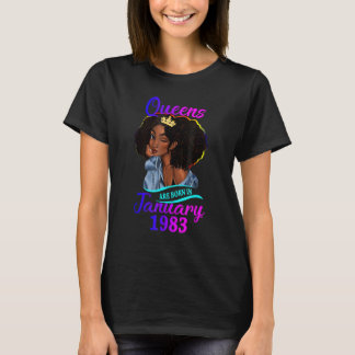 T-shirt Une Reine Est Née En Janvier 1983 40e Anniversaire