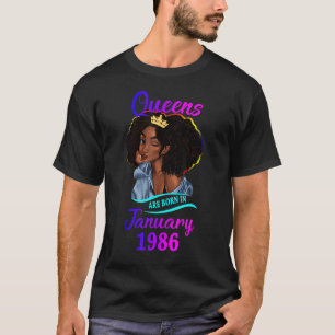 T-shirt Une reine est née En Janvier 1986 Joyeux 37ème ann