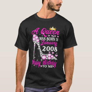 T-shirt Une Reine Est Née En Janvier 2008 15ème Anniversai