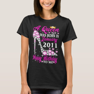 T-shirt Une Reine Est Née En Janvier 2011 12ème Anniversai