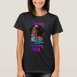 T-shirt Une reine est née en janvier 2011 Joyeux 12e anniv