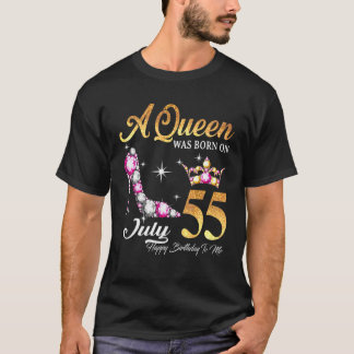 T-shirt Une Reine Est Née En Juillet 55 Joyeux Anniversair
