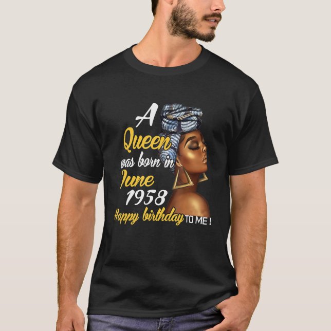T-shirt Une Reine Est Née En Juin 1958 63e Anniversaire (Devant)