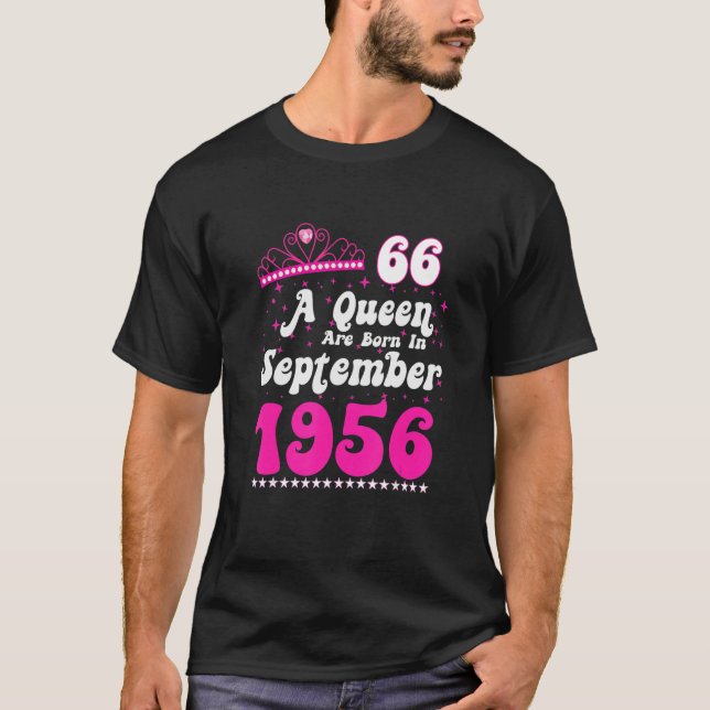 T-shirt Une Reine Est Née En Septembre 1956 Joyeux Anniver (Devant)
