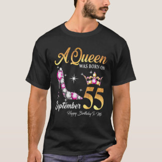 T-shirt Une Reine Est Née En Septembre 55 Joyeux Anniversa