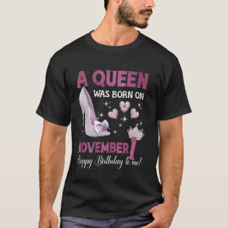 T-shirt Une Reine Est Née Le 1Er Octobre Fille Anniversair