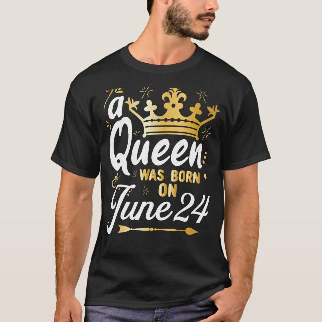 T-shirt Une reine est née le 24 juin, mignonne fille le 24 (Devant)