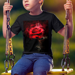 T-shirt Une rose rouge aquarelle sur fond noir