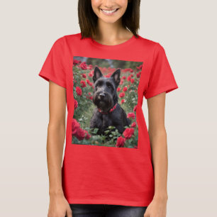 T-shirt "Une rose rouge pour le Terrier écossais noir"