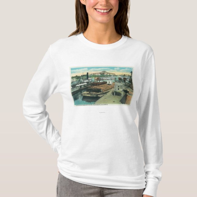 T-shirt Une scène d'expédition de port sur le fleuve (Devant)