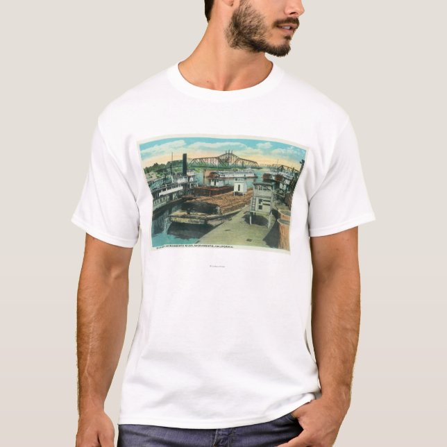 T-shirt Une scène d'expédition de port sur le fleuve (Devant)
