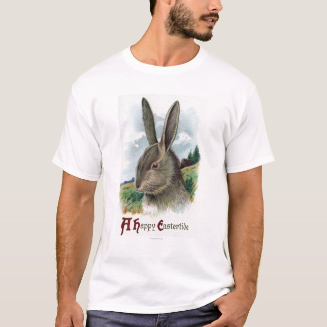 T-shirt Une scène heureuse de lapin d'EastertideGray (Devant)