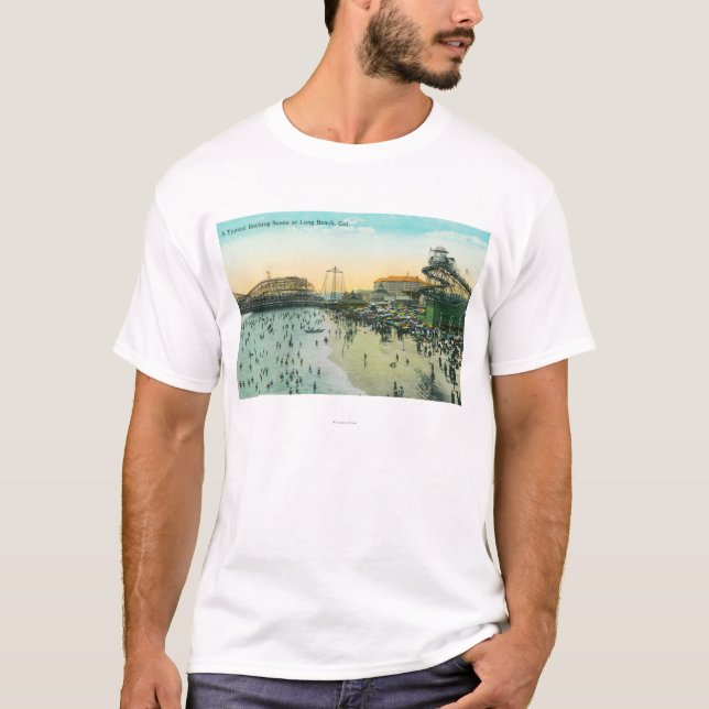 T-shirt Une scène se baignante typique à la plage (Devant)