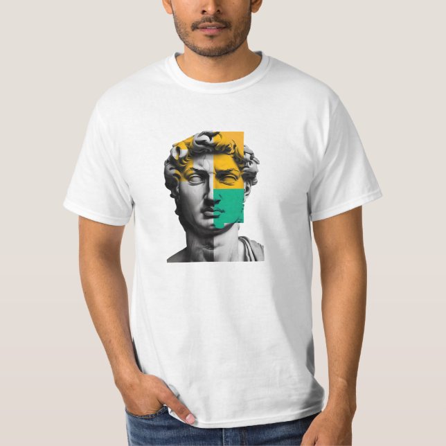 T-shirt Une sculpture 3D moderne "David de Michel-Ange" (Devant)