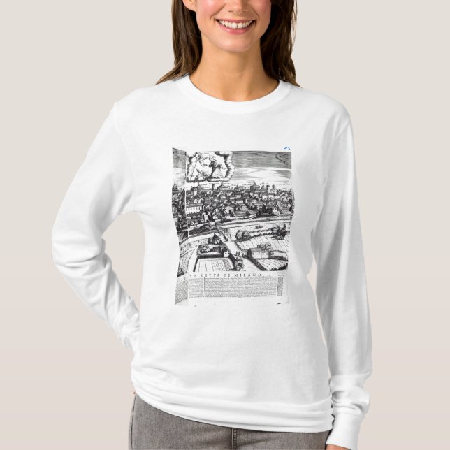 T-shirt Une section d'une carte de Milan, 1640 (Devant)