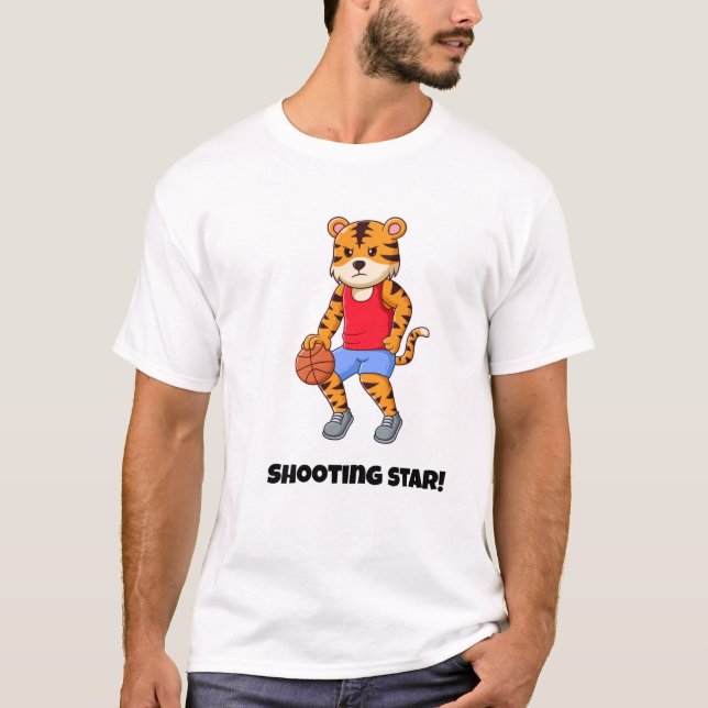 T-shirt Une star de tir ! un drôle de chat-basket (Devant)
