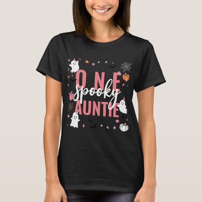 T-shirt Une Tante Éffrayante Pink Bold Script Halloween (Devant)