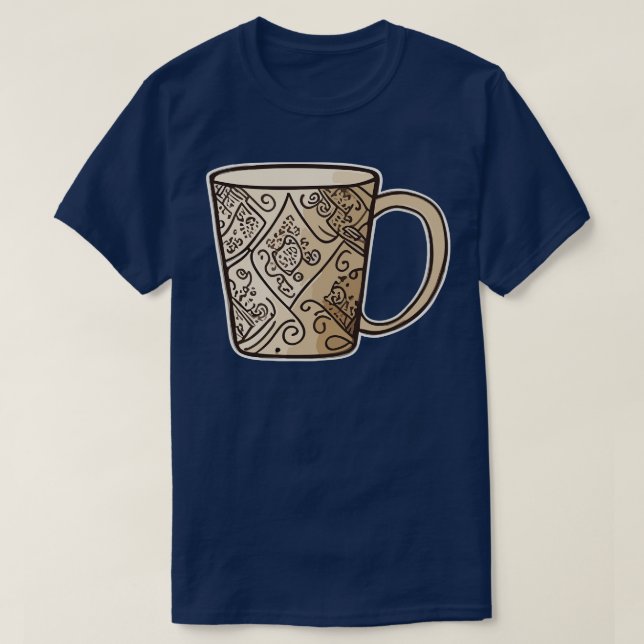 T-shirt une tasse de café tracée à la main vectoriel ligne (Design devant)
