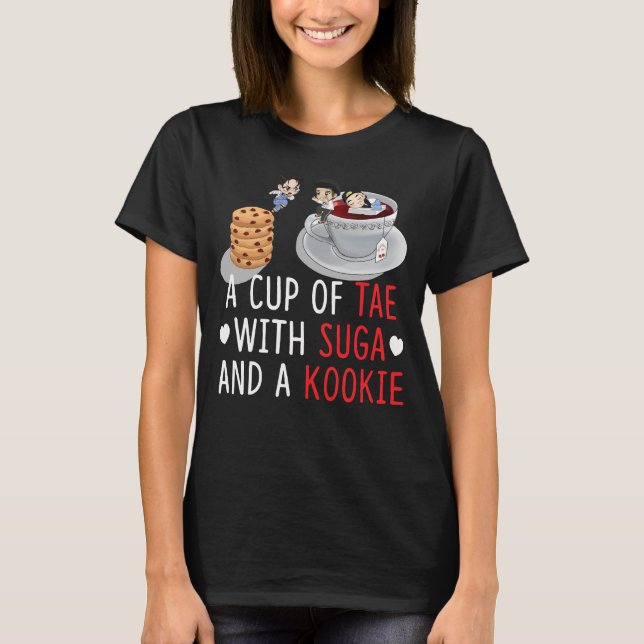 T-shirt une tasse de thé avec du sucre et un kookie (Devant)