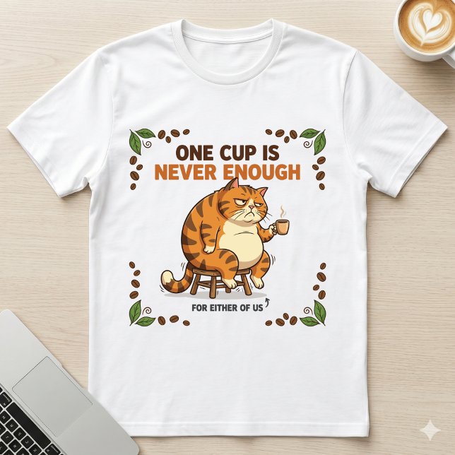 T-shirt Une tasse n'est jamais assez Chubby Grumpy Cat Caf (Créateur téléchargé)