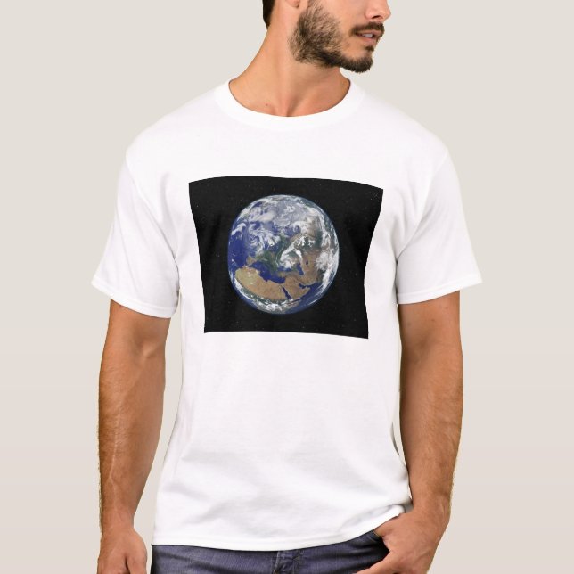 T-shirt Une Terre entièrement éclairée centrée sur l'Europ (Devant)