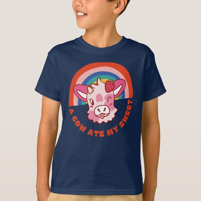 T-shirt Une vache a mangé mon doux slogan (Devant)