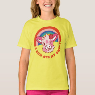 T-shirt Une vache a mangé mon doux slogan
