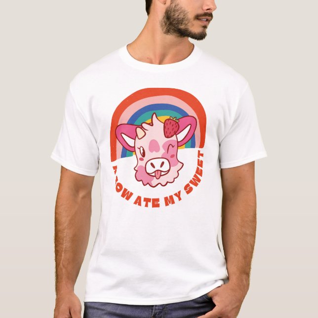 T-shirt Une vache a mangé mon doux slogan (Devant)