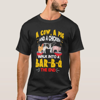 T-shirt Une vache un cochon et un poulet entrent dans le B