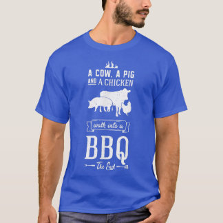 T-shirt Une vache un cochon et un poulet entrent dans un b