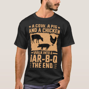 T-shirt Une vache un cochon et un poulet entrent dans un B