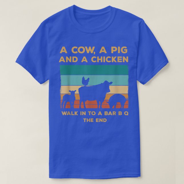 T-shirt Une Vache Un Cochon Et Un Poulet Se Promène Dans U (Design devant)