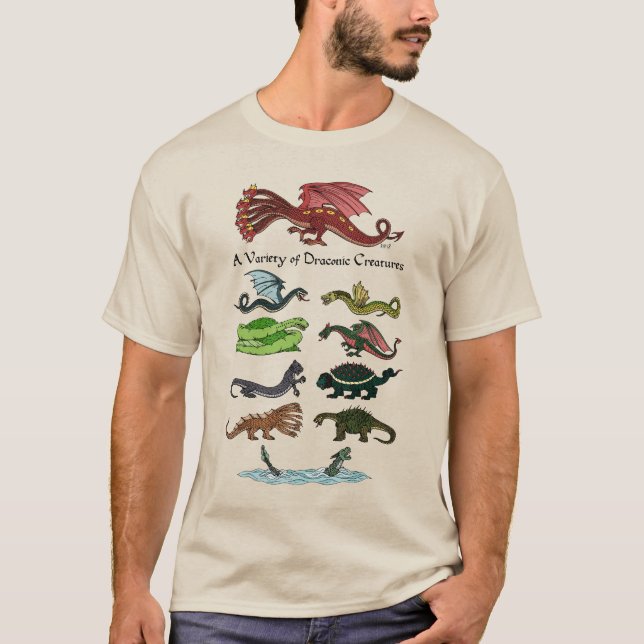 T-shirt Une variété de créatures draconiques (Devant)