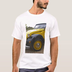 T-shirt Une vieille Citroen 2CV 2 CV noire et jaune,